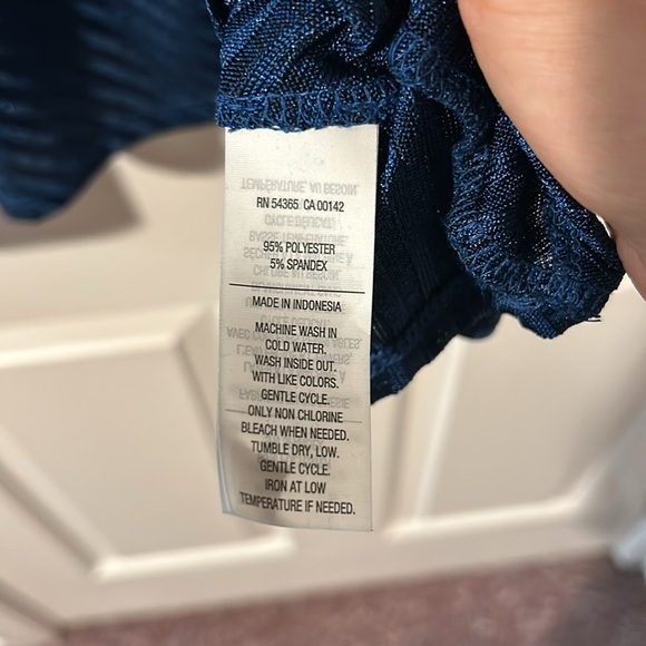 Blue Cowl-Neck Blouse - Picture 3 of 3